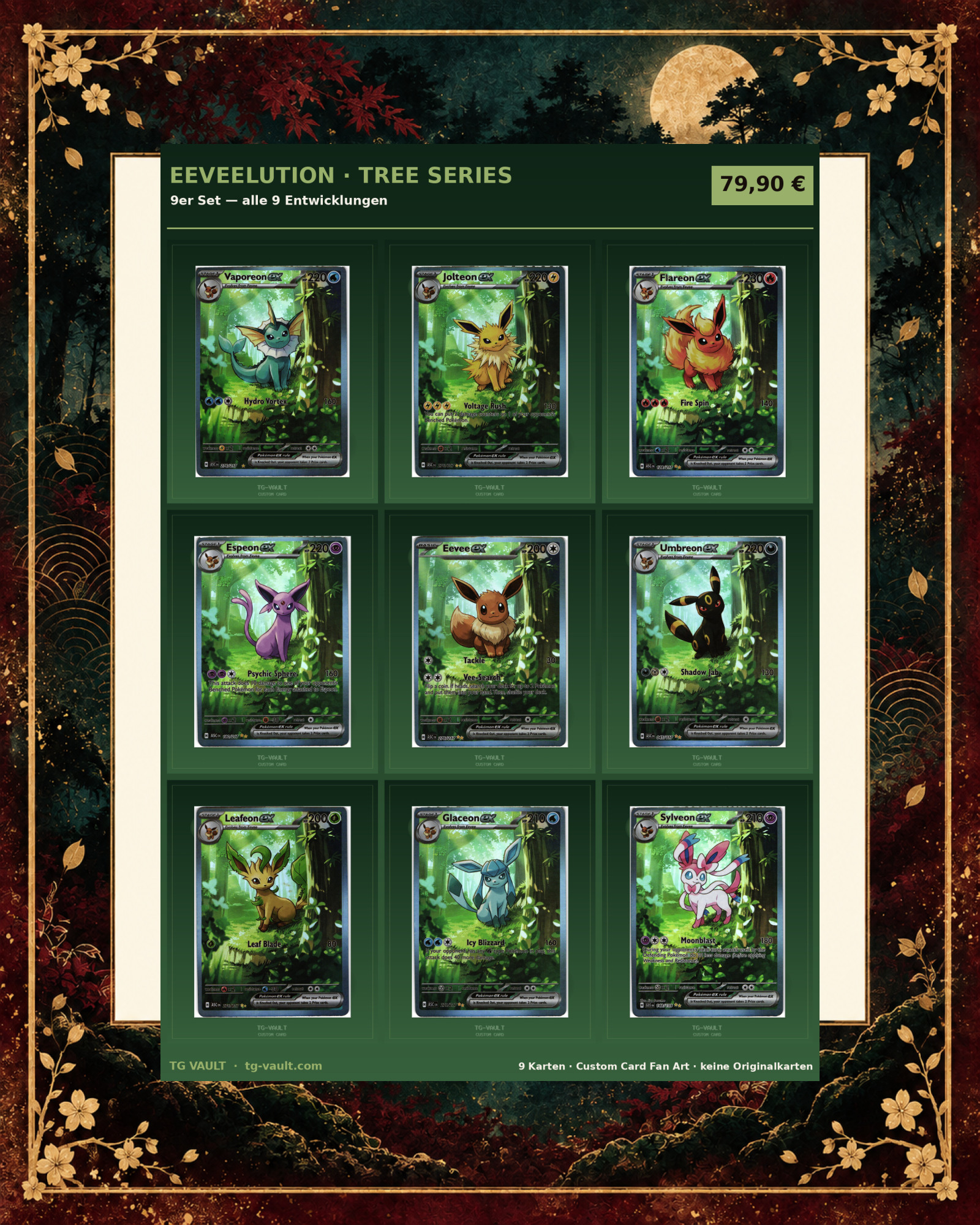 Eeveelution Tree Series – 9er Set (alle 9 Entwicklungen) Eeveelution Tree Series – 9er Set (alle 9 Entwicklungen) – verfügbar bei TG Vault