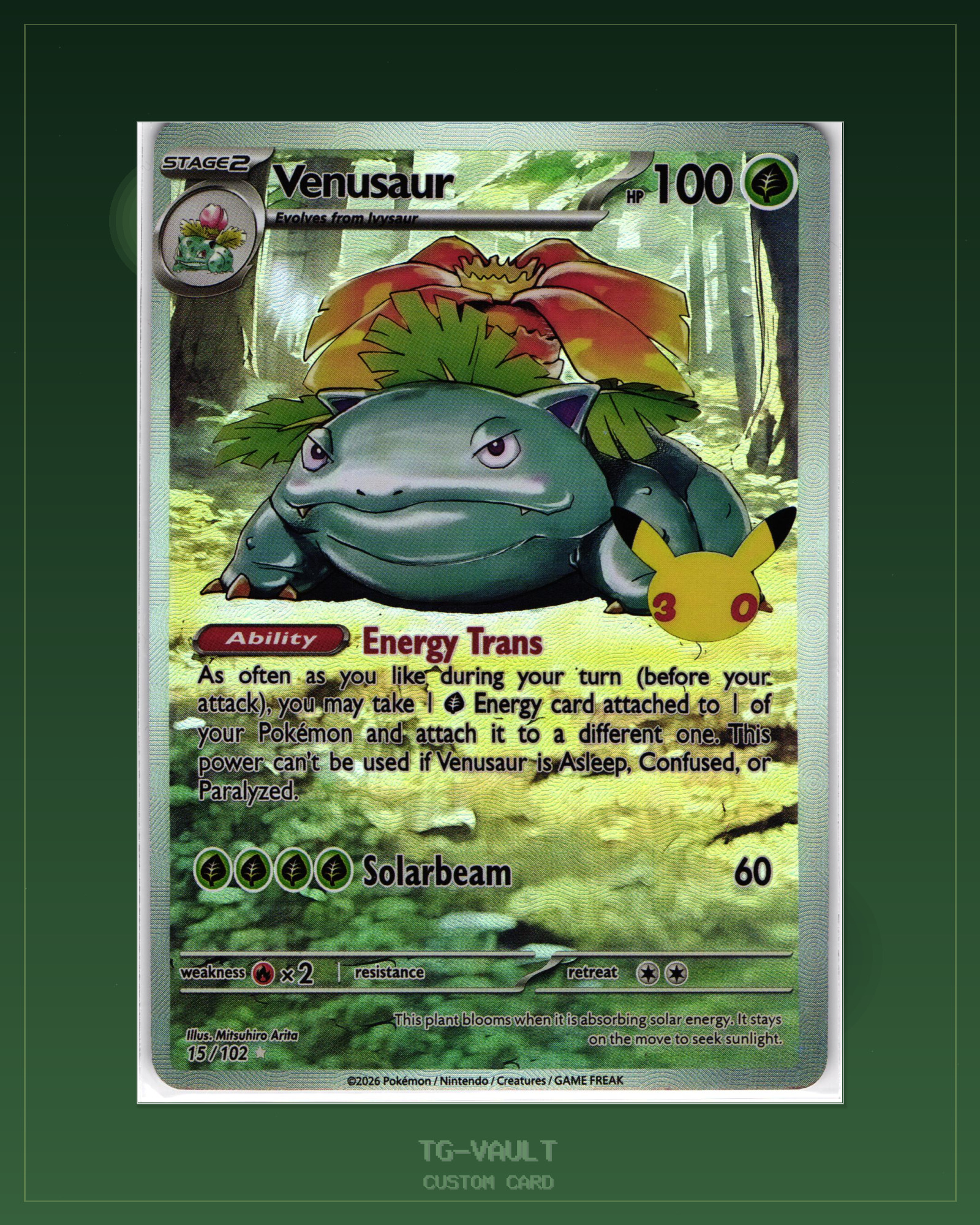 VENUSAUR – 30TH ANNIVERSARY VENUSAUR – 30TH ANNIVERSARY – aktuell ausverkauft bei TG Vault
