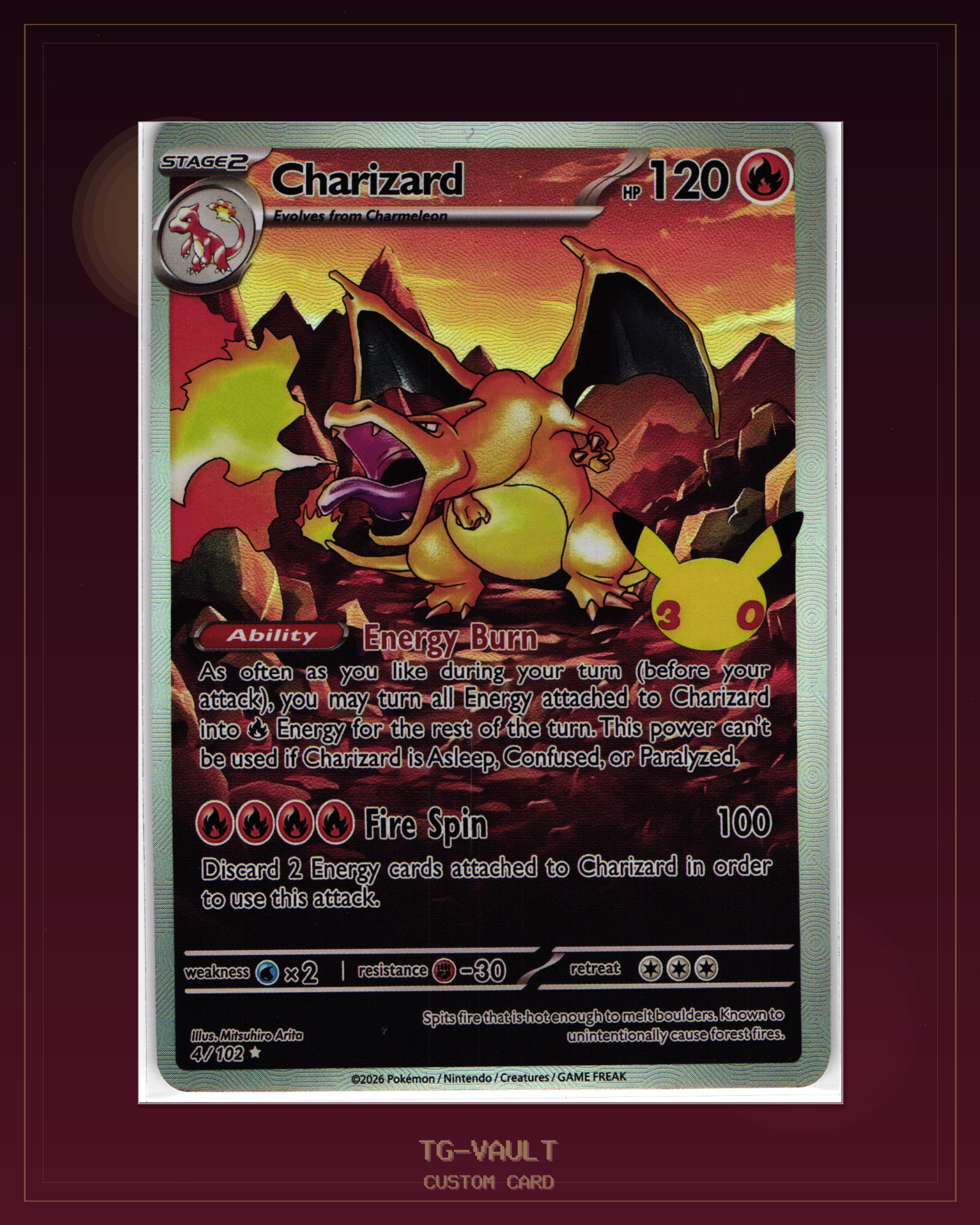 CHARIZARD – 30TH ANNIVERSARY CHARIZARD – 30TH ANNIVERSARY – aktuell ausverkauft bei TG Vault