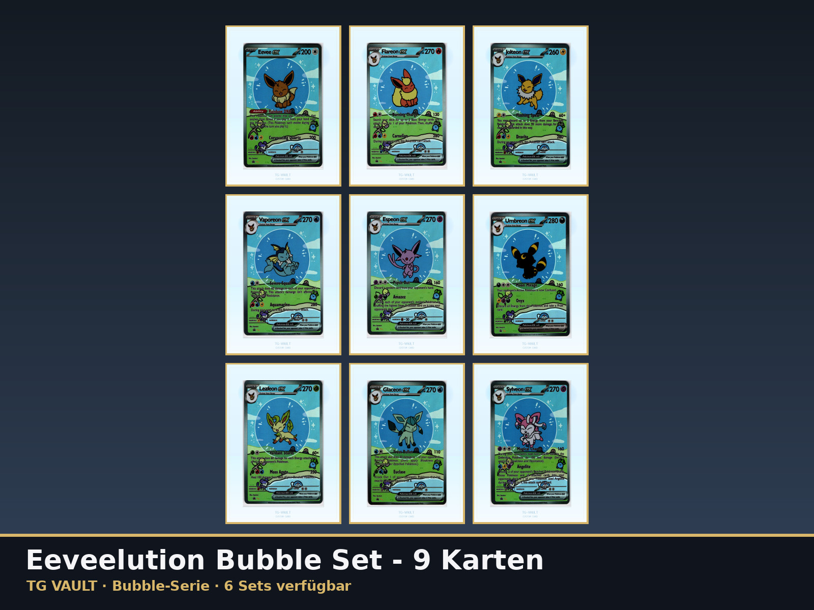 Eeveelution Bubble Set (9 Karten) Eeveelution Bubble Set (9 Karten) – verfügbar bei TG Vault